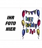 Geburtstagskarte: Herzlichen Glückwunsch zum Geburtstag. Balloons Dekorationen. 