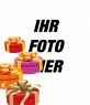 Machen Sie eine personalisierte Geburtstagskarte mit einem Foto oder Bild. Diese Versammlung wird mindestens vier Geschenkboxen gemalt in der Perspektive, mit Gold Krawatten.