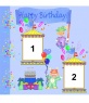 Geburtstag Grusskarte mit 2 Fotos personalisiert. Clowns und Party-Dekorationen.