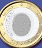Fotomontage, wo Sie sind in der Lage, Minze eigene Münze, legen Sie das Gesicht Sie auf dieser Münze von 1 Euro wollen 