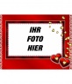Fotorahmen Herzen aus Gold und rotem Hintergrund.