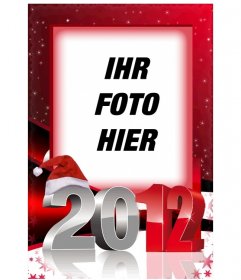 Diesen Beitrag zu gratulieren dem neuen Jahr 2012 mit einem roten Hintergrund und die Zahlen mit einem Santa Claus