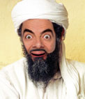 Fotomontage bekannte Charaktere. Setzen Sie ein Gesicht auf dem Gesicht von Osama Bin Laden, der Staatsfeind Nummer eins in den USA. Erscheint mit Bart und Turban Kleidung, alle weißen Tuch.