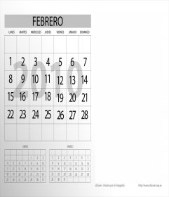 Vorlage Kalender 2010, der Monat Februar.
