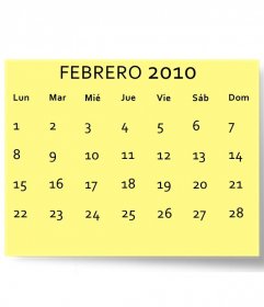 Februar 2010 Kalender, individuell mit Ihrem