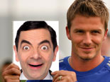 Fotomontage auf dem Cover des Buches von David Beckham, der sich zeigt in den Kader Foto zu