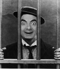 Fotomontage Mann im Gefängnis, um Ihr Foto legen. Schwarz und Weiß.