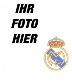 Setzen Sie den Real Madrid-Abzeichen auf Ihr Foto.