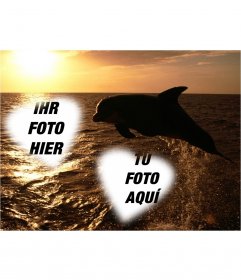 Personalisierte Karte mit zwei Fotos von der Form des Herzens