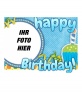 Herzlichen Glückwunsch zum Geburtstag Postkarte, die ein rundes Gestell gehören, wo das gewünschte Bild einfach und kostenlos gestellt. Wünscht Ihnen alles Gute zum Geburtstag mit diesem blauen personalisierte Karte.