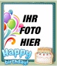 Geburtstag Grußkarte mit einem Foto personalisiert. Fügen Sie eine Montage am Rahmen und alles Gute zum Geburtstag in blau. Dekorieren Sie ein digitales Foto oder wünschen alles Gute zum Geburtstag mit dieser Karte entweder per E-Mail oder ausgedruckt werden.