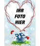 Herz-förmigen Rahmen und blauen Hintergrund mit zwei Tieren, Herzen und Schmetterlinge. Ideal für Liebhaber erinnern Valentinstag.