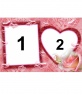 Rahmen für zwei Fotos, ein Quadrat und herzförmigen, rosa Hintergrund Herzen und Luftblasen. Ideal zum Valentinstag.
