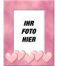 Bilderrahmen mit rosa Rand mit Herzen verziert. Laden Sie ein Bild, schneiden Sie ihn aus und legte diese Kante als Dekoration, die begeistert Liebe.