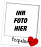 Rahmen mit doppelten Kanten. Fotomontage begleitenden den ich liebe dein Bild und ein rotes Herz auf weißem Hintergrund.