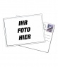 Targeta editierbar mit Ihrem Foto. Einfache Rahmen, in dem das Bild Ihrer Wahl im Rahmen einer Postkarte gefunden, mit dem Umschlag, verschließen und kill-Siegel auf einem weißen Hintergrund.