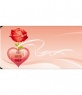 Valentine Postkarte mit Rosen und Herzen.