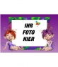 Fotorahmen, mit zwei Feen, rosa Hintergrund.