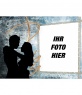 Postal zwei Liebende, die ein Foto bearbeiten können. Montage eines Speicher geeignet für die Gestaltung einer personalisierten Valentinsgrußkarte.