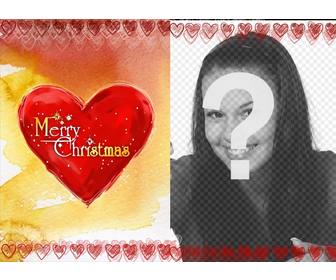 bilderrahmen weihnachtskarte mit einem herzen auf dem frohe merry christmas
