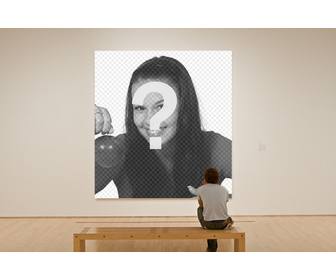 fotomontage gemalde in einem museum mit diesem foto-effekt von einem einzelnen besucher beobachtet