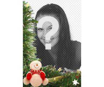 weihnachtskarte mit schneemann ornamente und um ihr foto legen