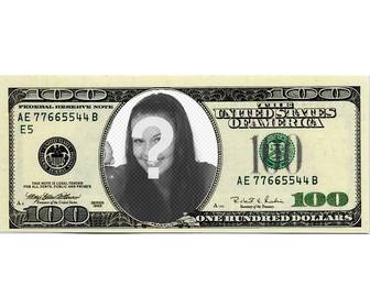 fotomontage aus einem 100-dollar-note zu ihrem foto nach innen setzen und begeistern sie ihre freunde