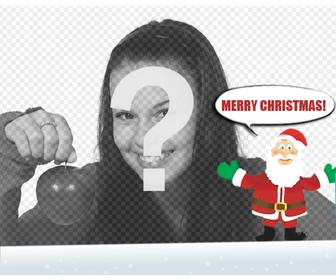 fotomontage von santa claus sagen wunschen ihnen frohe weihnachten um mit ihrem foto zu tun