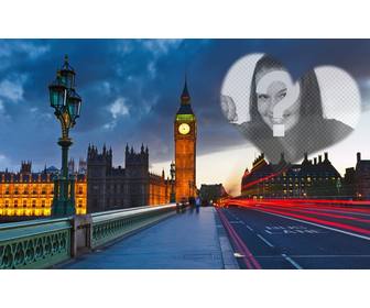 liebe fotomontage in london mit dem big ben im hintergrund und einem halbtransparenten herz das gewunschte foto zu platzieren