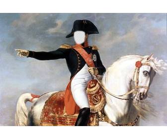 fotomontage mit napoleon bonaparte auf seinem pferd