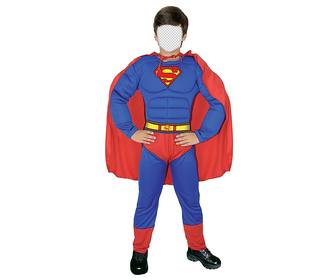 freie fotomontage dein sohn zu verschleiern wie superman ihr gesicht in einem superman-kostum mit blauen anzug und roten umhang setzen