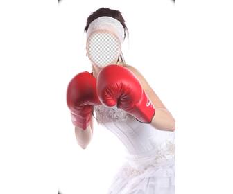 fotomontage eines weiblichen boxer braut gesicht kostenlos