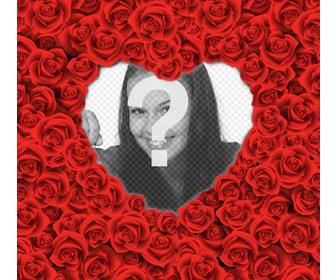 fotorahmen mit herz form mit roten rosen fur einen romantischen liebe fotos gefullt