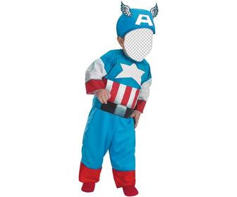 kinder fotomontage eines kindes als captain america gekleidet