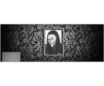anpassbare startseite facebook ihr personliches profil mit eleganten fotomontage in dem sie ihr foto auf einem grauen rahmen an der wand mit schwarzen tapete wird gestellt schmucken