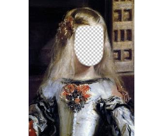 fotomontage des bildes des velazquez infanta margarita ihr gesicht