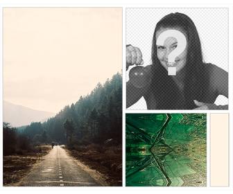 collage ihr foto auf einem hintergrund von wald-und indie-fraktale setzen