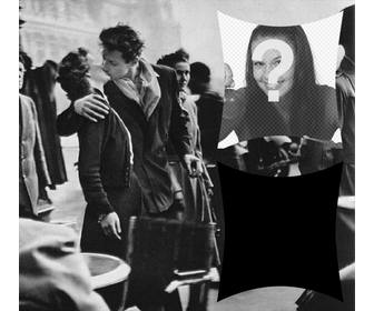 collage fur zwei bilder mit einer romanze szene im paris der 50er jahre