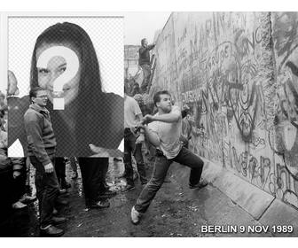 fotomontage der fall der berliner mauer im jahr 1989 zu deinem bild neben dem bild zu setzen