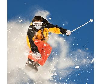 fotomontage mit einem professionellen skifahrer wo sie ihr gesicht kann setzen sie