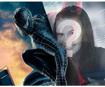fotomontage um das foto in der reflexion von spiderman