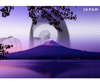 postkarte des mount fuji in japan mit ihrem foto