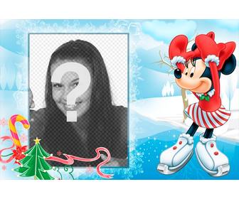 weihnachtspostkarte mit ihrem foto kind und minnie