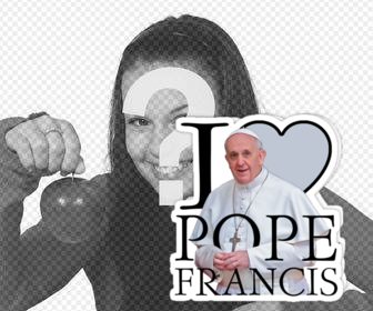 francisco aufkleber mit dem papst und dem text i love pope francis