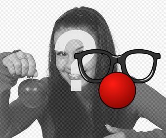 online-fotomontagen von clown brille und roter nase