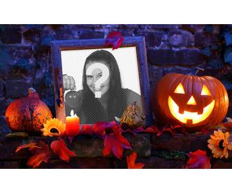 halloween-bilderrahmen mit einem kurbis fur ihr foto