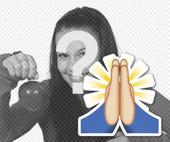 aufkleber des emoji mit den handen zusammen um zu beten