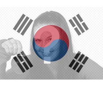 filter der flagge von sudkorea um das foto