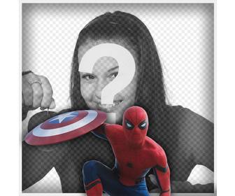 spider-man mit dem schild von captain america ihr foto