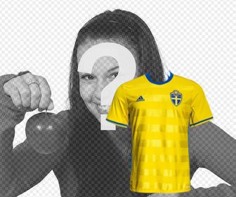 hemd von schweden fußball-nationalmannschaft zu setzen in ihren fotos dekorative fotoeffekt